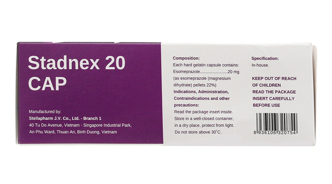 Stadnex 20 Cap trị trào ngược dạ dày, thực quản (4 vỉ x 7 viên) - 3