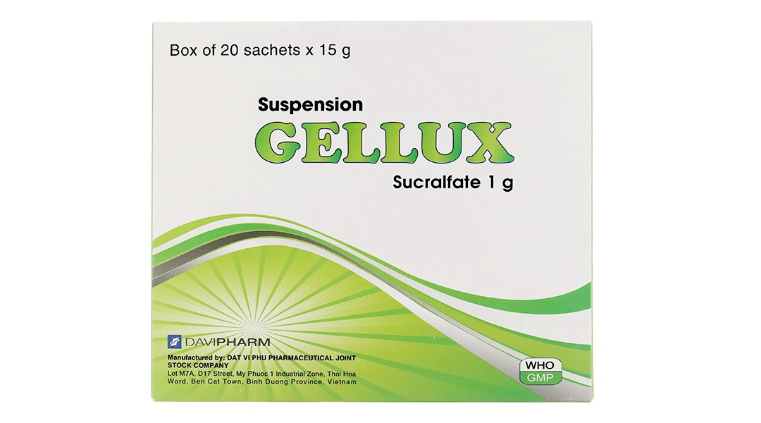 Hỗn dịch uống Gellux 1g trị viêm loét dạ dày, tá tràng (20 gói x 15g) - 1