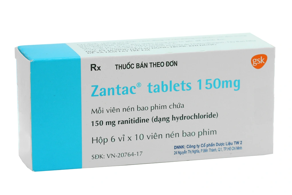 Zantac Tablets 150mg trị trào ngược dạ dày, thực quản (6 vỉ x 10 viên) - 