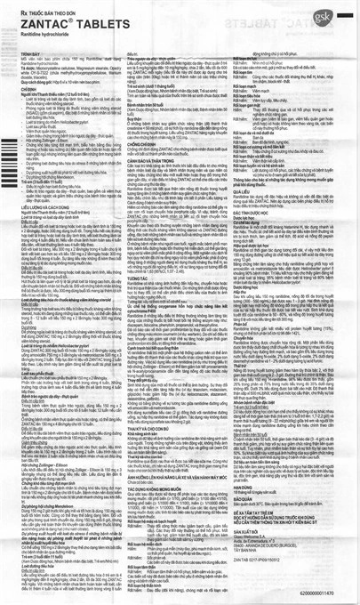 Zantac Tablets 150mg trị trào ngược dạ dày, thực quản (6 vỉ x 10 viên) - 3