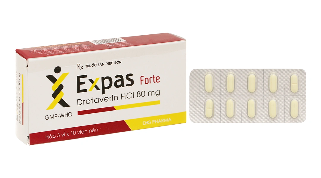 Expas Forte 80mg giảm cơn đau quặn mật, thận do co thắt cơ trơn (3 vỉ x 10 viên) - 