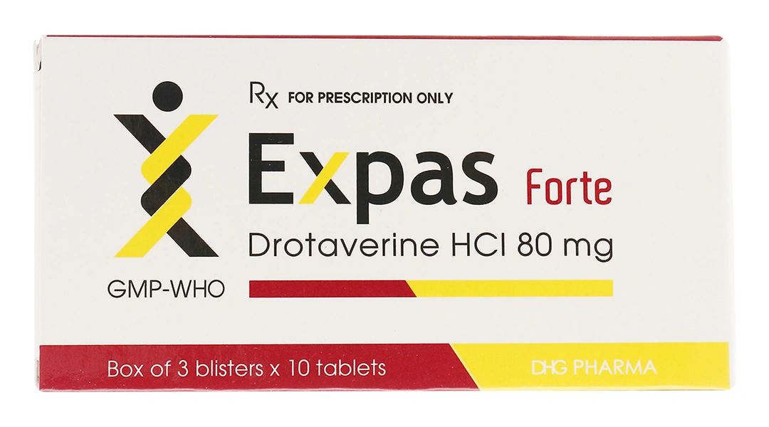 Expas Forte 80mg giảm cơn đau quặn mật, thận do co thắt cơ trơn (3 vỉ x 10 viên) - 1