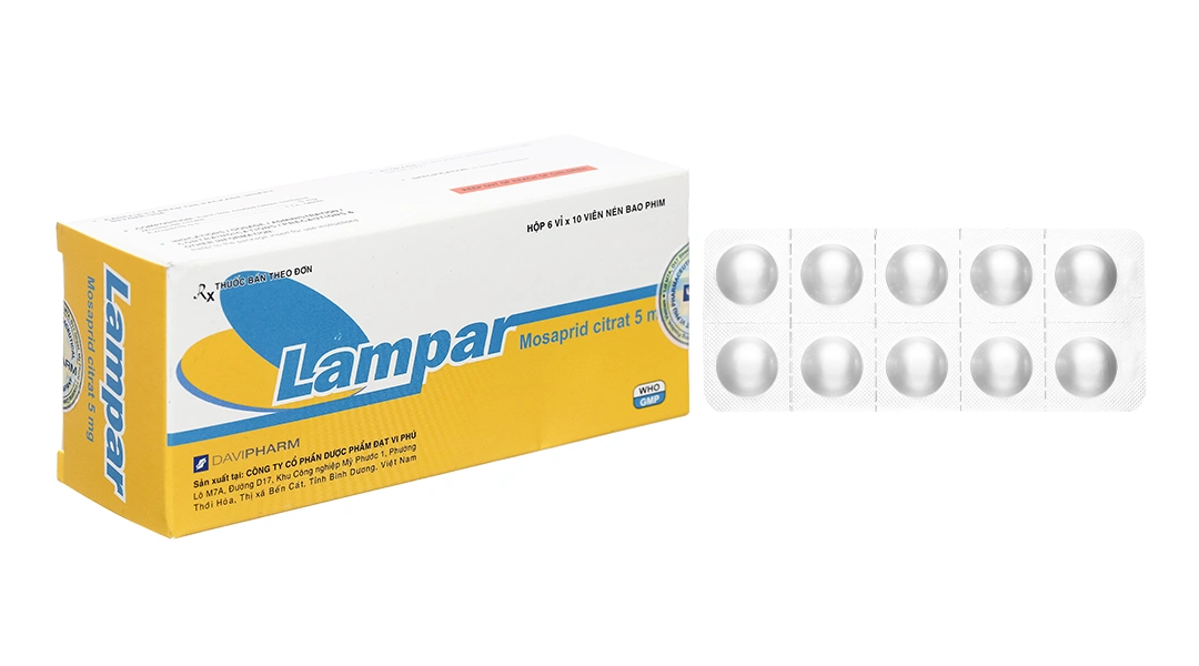 Lampar 5mg trị triệu chứng dạ dày - ruột (6 vỉ x 10 viên) - 