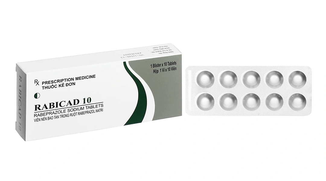 Rabicad 10 trị loét dạ dày, tá tràng (1 vỉ x 10 viên) - 