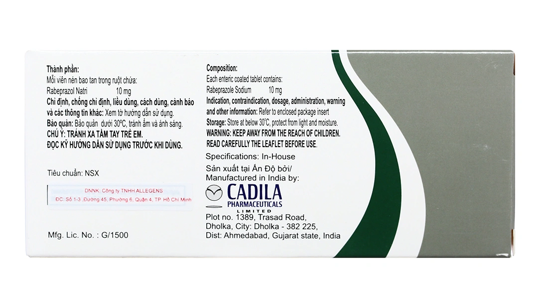 Rabicad 10 trị loét dạ dày, tá tràng (1 vỉ x 10 viên) - 1