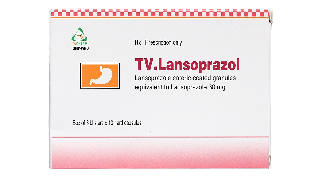 TV.Lansoprazol 30mg trị loét dạ dày, tá tràng, viêm thực quản (3 vỉ x 10 viên) - 1