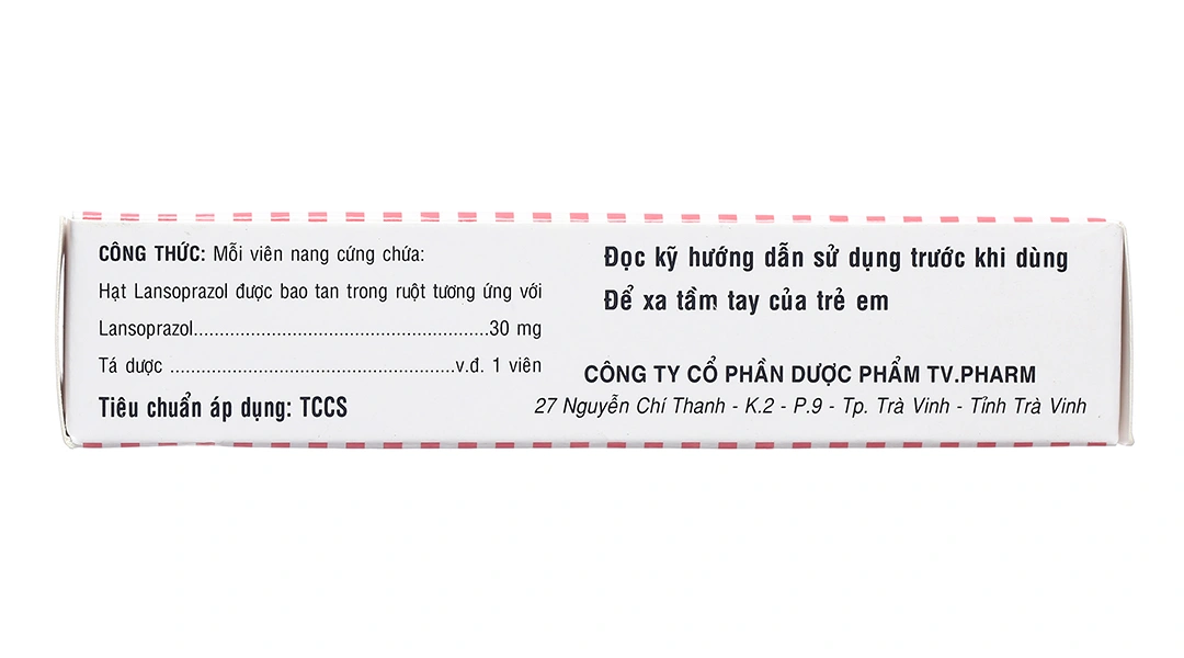 TV.Lansoprazol 30mg trị loét dạ dày, tá tràng, viêm thực quản (3 vỉ x 10 viên) - 2