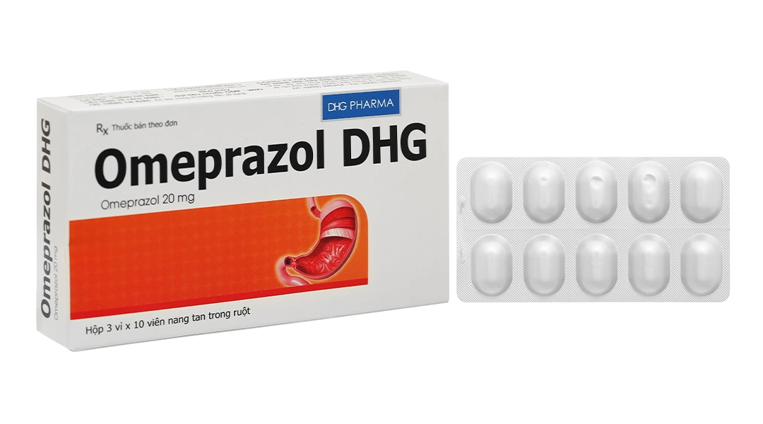 Omeprazol DHG 20mg trị trào ngược dạ dày, thực quản (3 vỉ x 10 viên) - 
