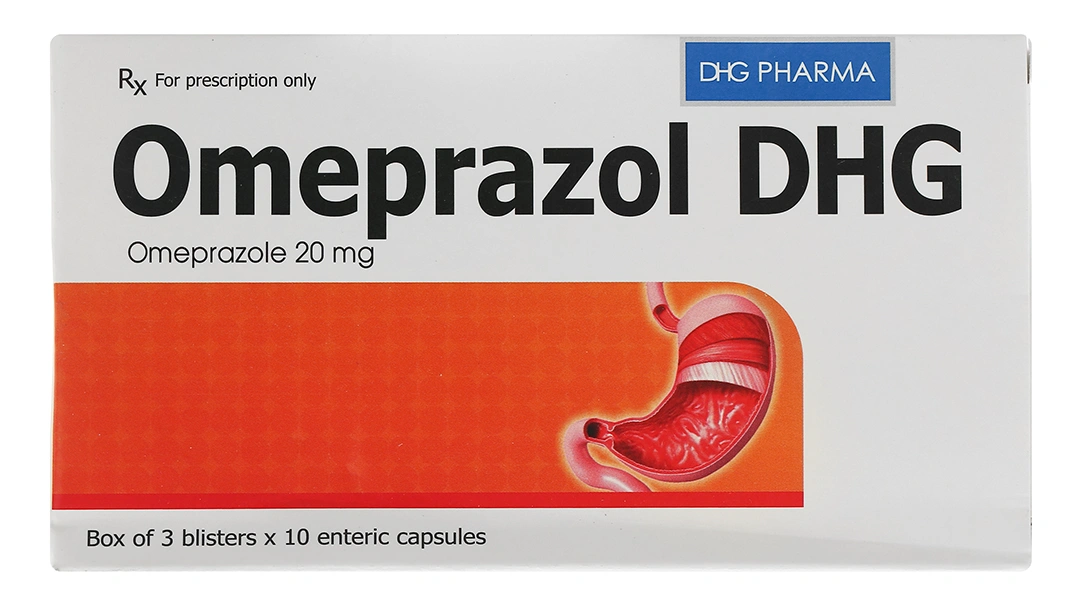 Omeprazol DHG 20mg trị trào ngược dạ dày, thực quản (3 vỉ x 10 viên) - 1