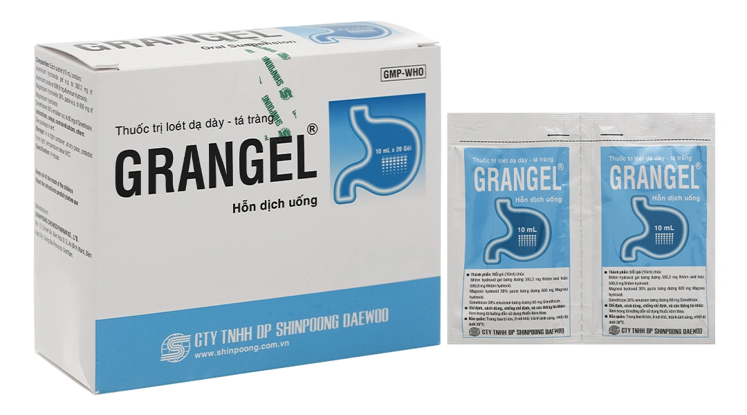 Hỗn dịch uống Grangel trị loét dạ dày, trào ngược dạ dày - thực quản (20 gói x 10ml) - 