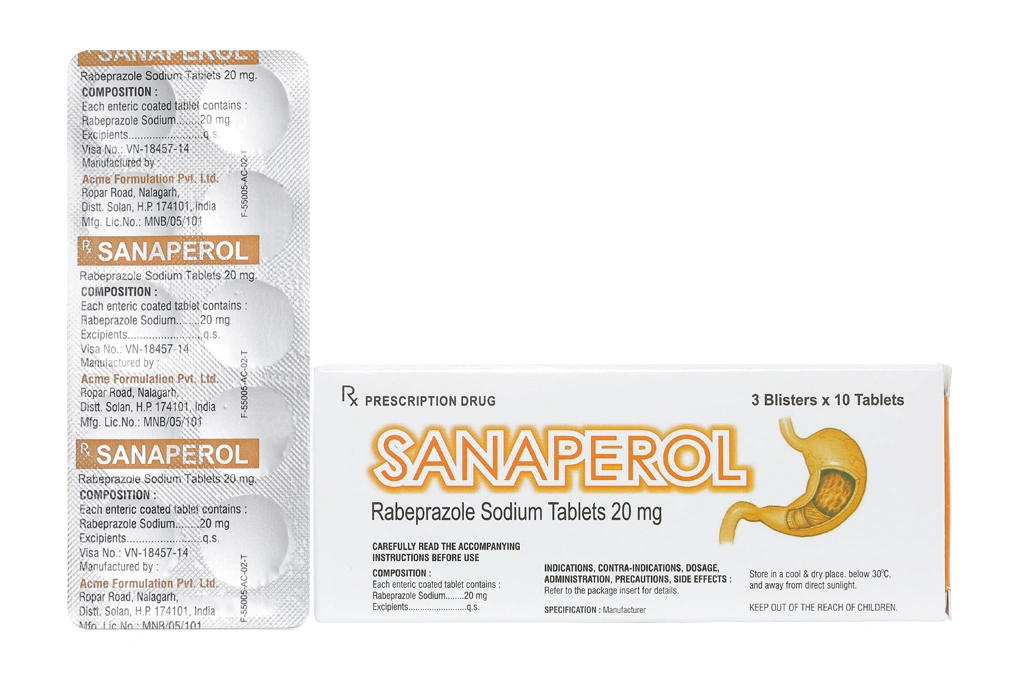 Sanaperol 20mg trị trào ngược dạ dày, thực quản (3 vỉ x 10 viên) - 2