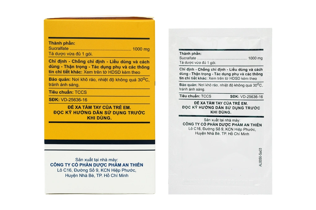 Hỗn dịch uống A.T Sucralfate 1000mg trị loét dạ dày, tá tràng (20 gói x 5g) - 1