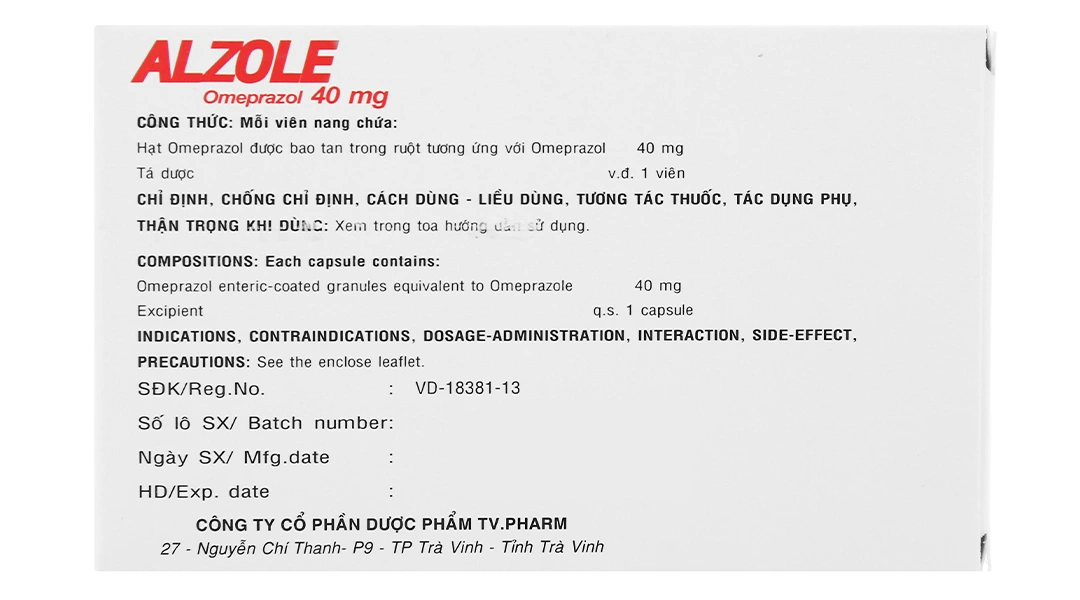 Alzole 40mg trị loét dạ dày, tá tràng (3 vỉ x 10 viên) - 1