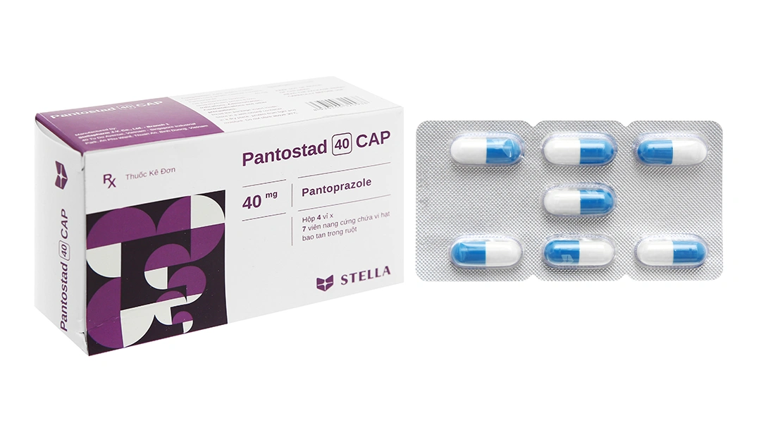 Pantostad 40 Cap trị trào ngược dạ dày, thực quản (4 vỉ x 7 viên) - 