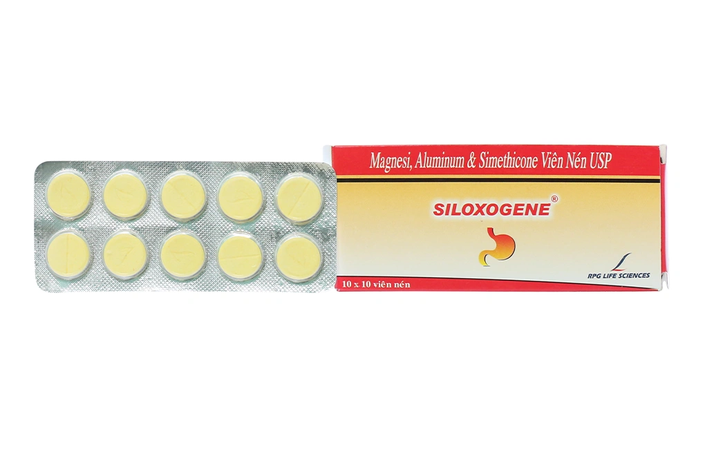 Viên nhai Siloxogene trị các triệu chứng tăng tiết axit dạ dày (10 vỉ x 10 viên) - 