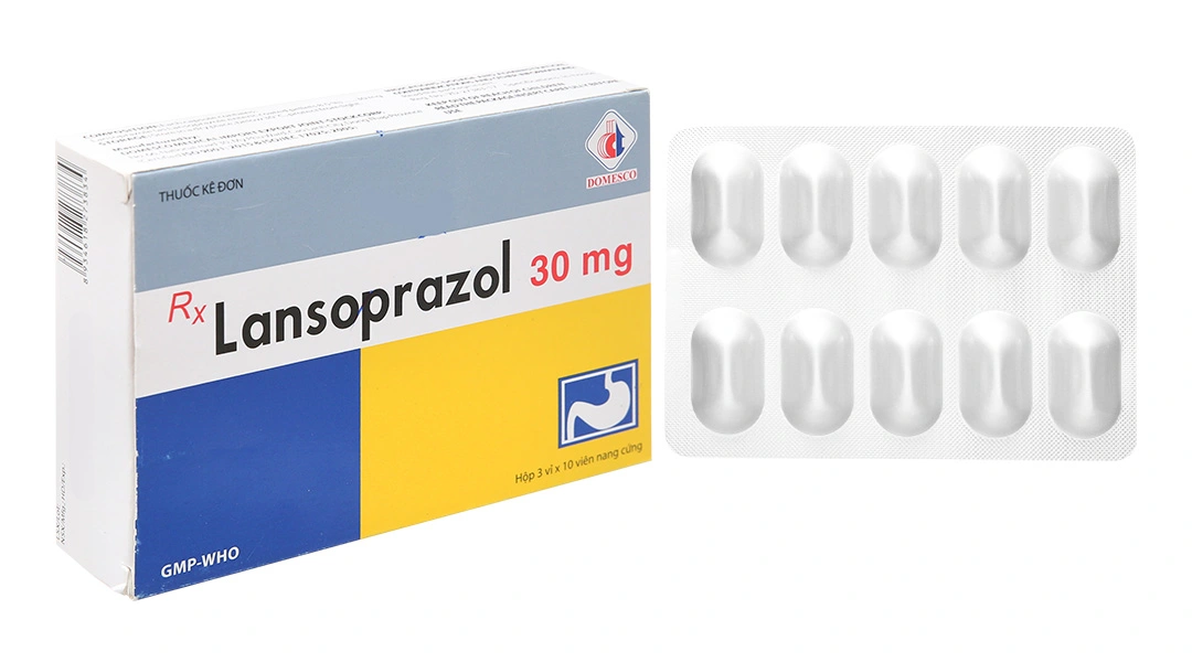 Lansoprazol Domesco 30mg trị trào ngược dạ dày, thực quản (3 vỉ x 10 viên) - 