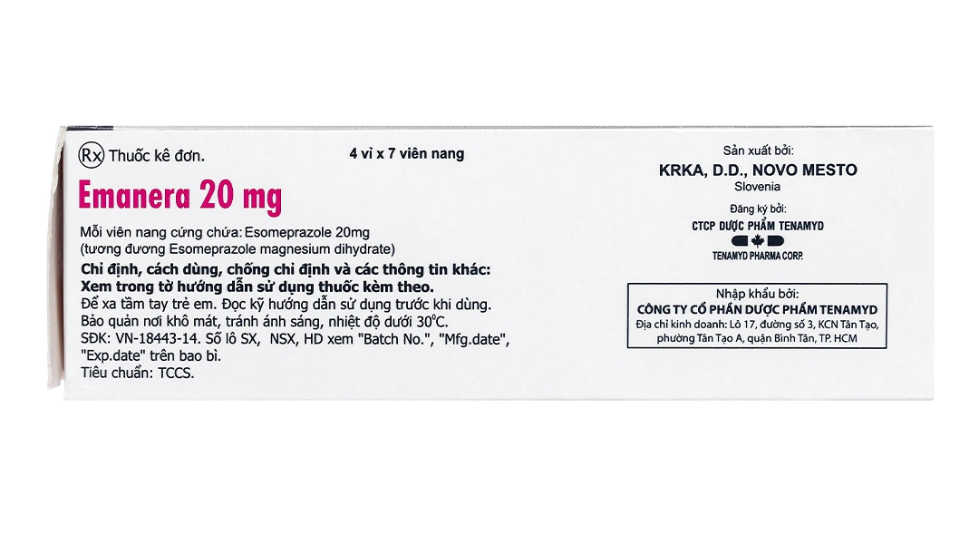 Emanera 20mg trị viêm loét thực quản do trào ngược (4 vỉ x 7 viên) - 3