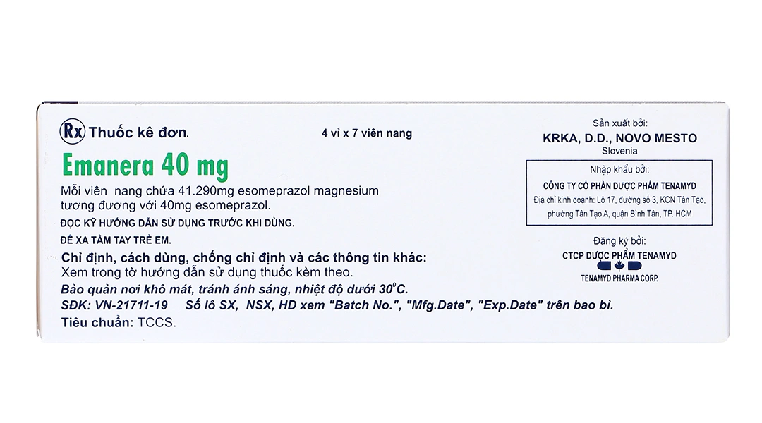 Emanera 40mg trị viêm loét thực quản do trào ngược (4 vỉ x 7 viên) - 3
