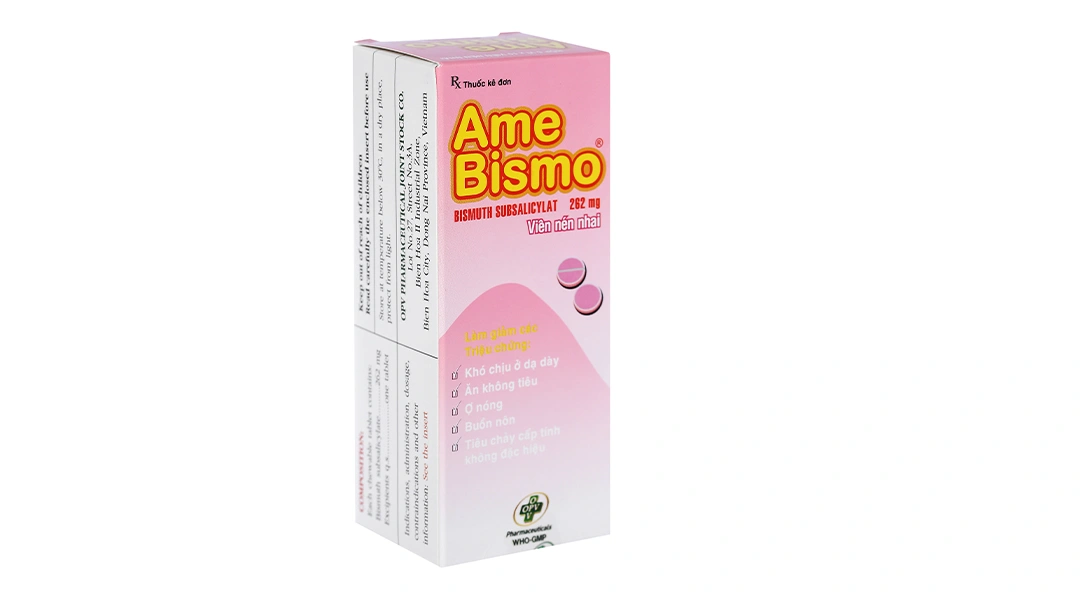 Viên nhai AmeBismo 262mg trị rối loạn tiêu hóa (6 vỉ x 10 viên) - 1