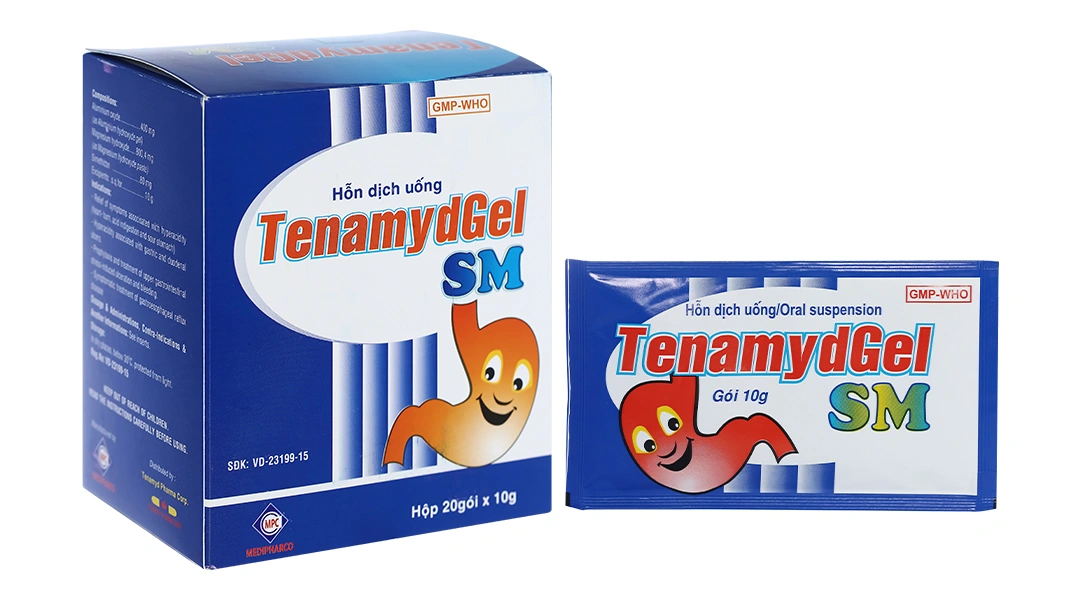Hỗn dịch uống TenamydGel SM làm dịu triệu chứng do tăng acid dạ dày (20 gói x 10g) - 