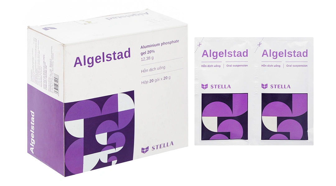 Hỗn dịch uống Algelstad 20% trị viêm thực quản, loét dạ dày tá tràng (20 gói x 20g) - 