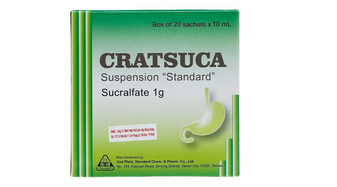 Hỗn dịch uống Cratsuca 1g trị viêm loét dạ dày, tá tràng (20 gói x 10ml) - 1