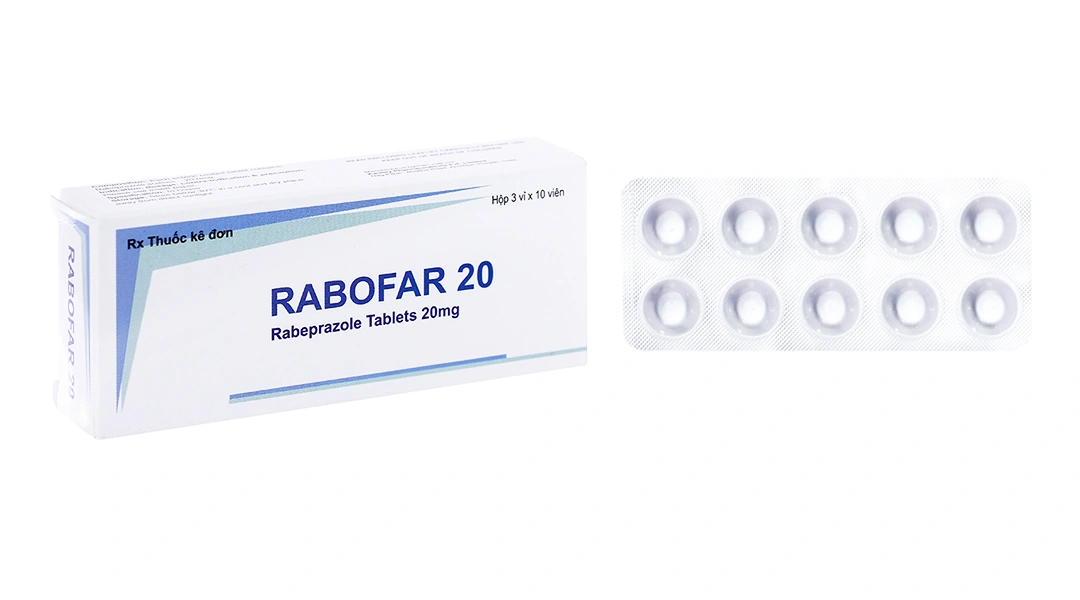 Rabofar 20 trị trào ngược dạ dày, thực quản (3 vỉ x 10 viên) - 