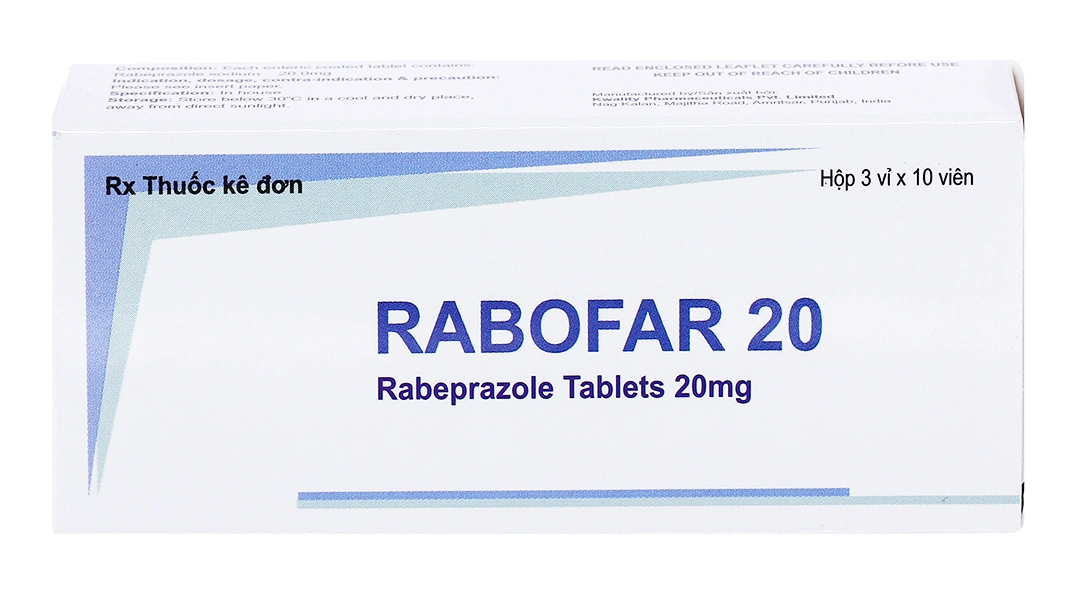 Rabofar 20 trị trào ngược dạ dày, thực quản (3 vỉ x 10 viên) - 1