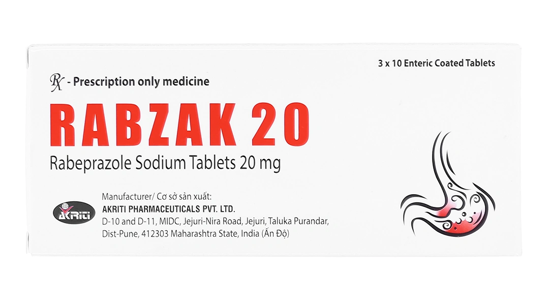 Rabzak 20 trị trào ngược dạ dày, thực quản (3 vỉ x 10 viên) - 2