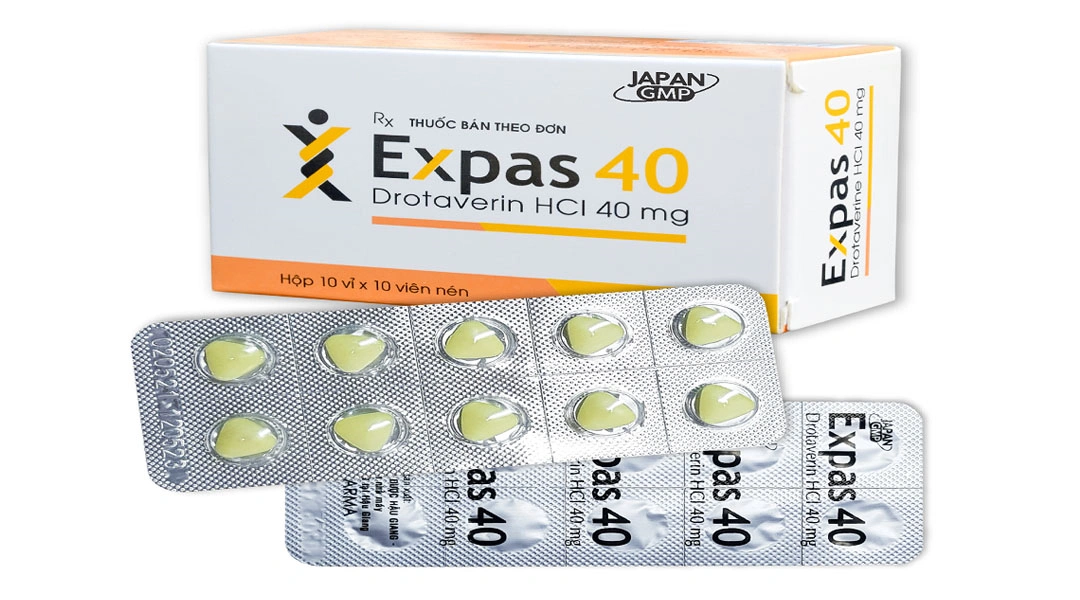 Expas 40mg giảm đau, trị co thắt cơ có nguồn gốc từ cơ trơn (10 vỉ x 10 viên) - 