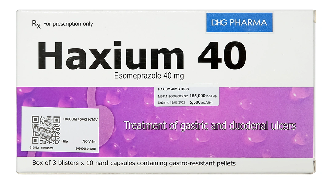 Haxium 40 trị trào ngược dạ dày, thực quản (3 vỉ x 10 viên) - 1