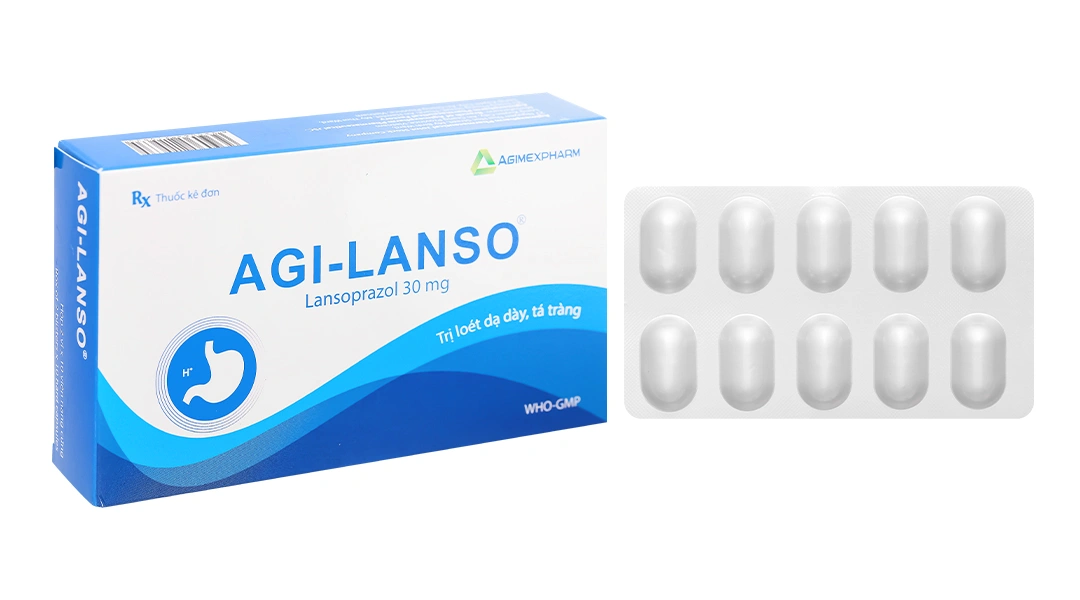 Agi - Lanso 30 mg viêm loét dạ dày, tá tràng, thực quản (2 vỉ x 10 viên) - 