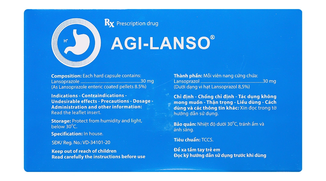 Agi - Lanso 30 mg viêm loét dạ dày, tá tràng, thực quản (2 vỉ x 10 viên) - 1