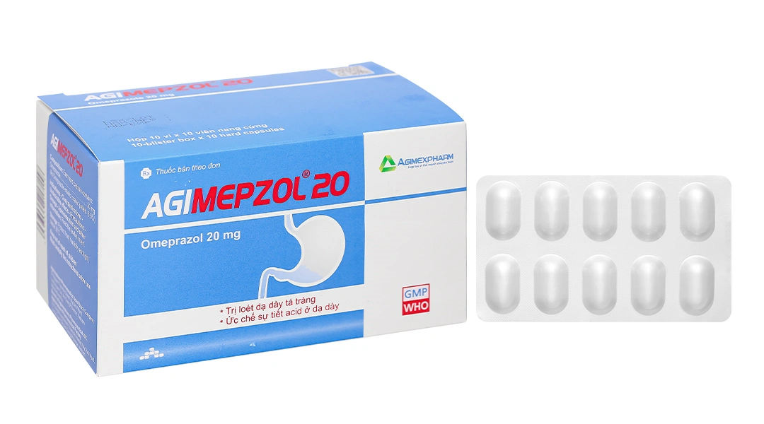 Agimepzol 20 trị loét dạ dày tá tràng, trào ngược (10 vỉ x 10 viên) - 
