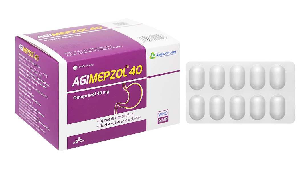 Agimepzol 40 điều trị loét dạ dày tá tràng, trào ngược (10 vỉ x 10 viên) - 