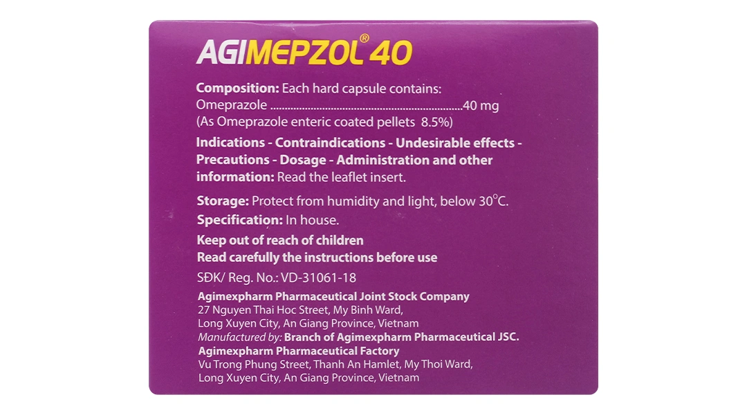 Agimepzol 40 điều trị loét dạ dày tá tràng, trào ngược (10 vỉ x 10 viên) - 2