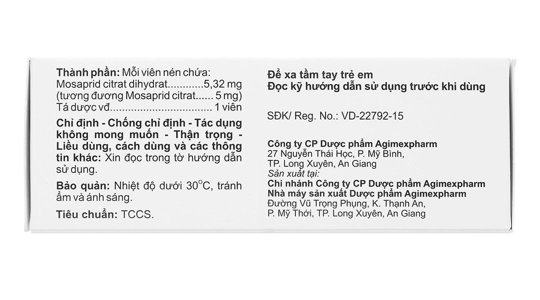 Agimosarid 5mg trị các triệu chứng dạ dày - ruột (6 vỉ x 10 viên) - 2
