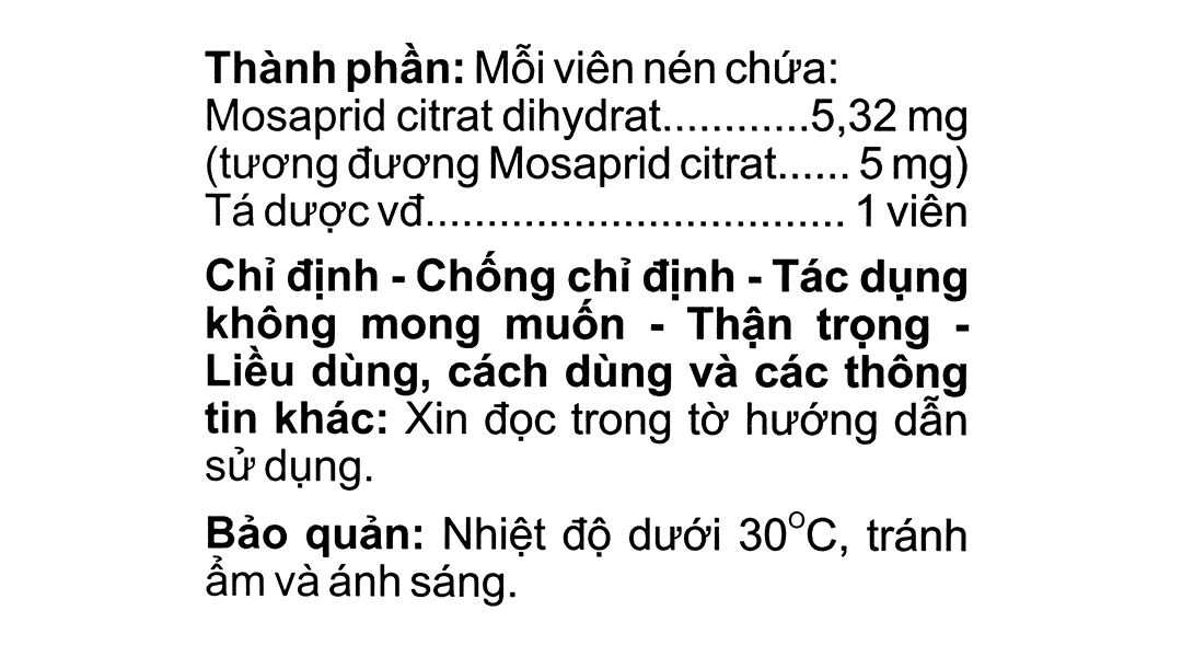 Agimosarid 5mg trị các triệu chứng dạ dày - ruột (6 vỉ x 10 viên) - 4