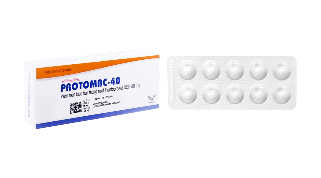 Protomac-40 trị trào ngược dạ dày, thực quản (3 vỉ x 10 viên) - 