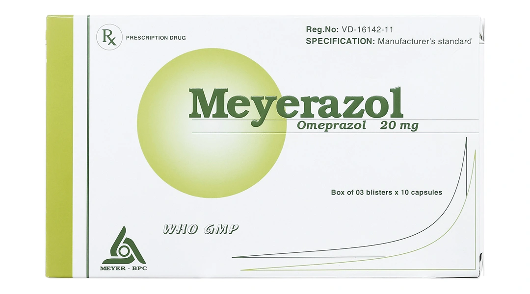 Meyerazol 20mg trị trào ngược dạ dày, thực quản, loét dạ dày-tá tràng (3 vỉ x 10 viên) - 1
