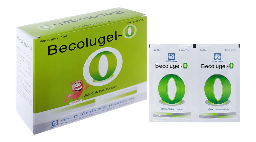 Hỗn dịch uống Becolugel-O giảm đau do viêm loét dạ dày, tá tràng (20 gói x 10ml) - 