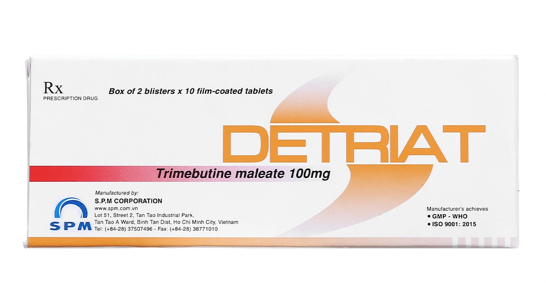 Detriat 100mg giảm đau do co thắt tiêu hóa (2 vỉ x 10 viên) - 2