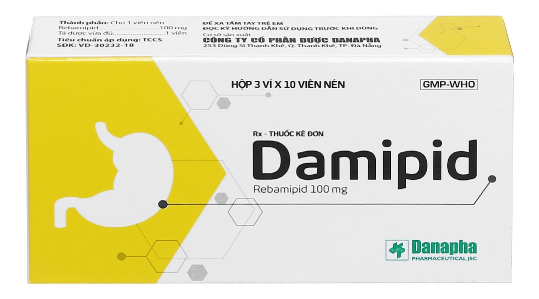 Damipid 100mg trị viêm loét dạ dày (3 vỉ x 10 viên) - 1