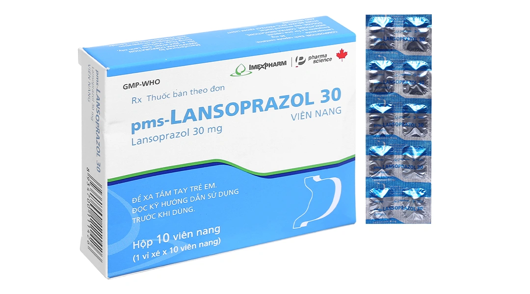 Pms-Lansoprazol 30 trị trào ngược dạ dày, thực quản (1 vỉ x 10 viên) - 