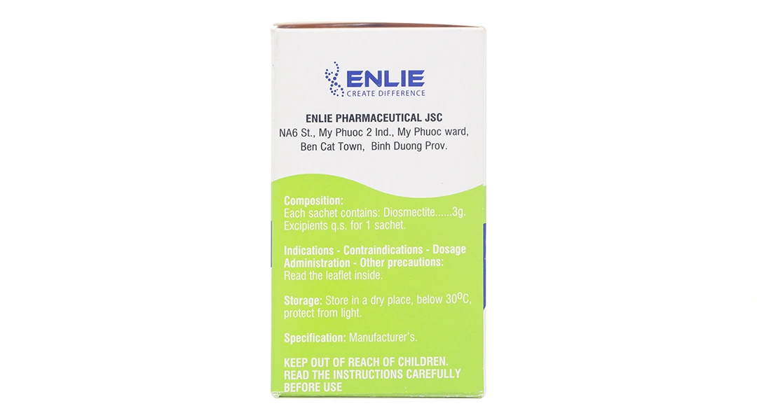 Thuốc bột Diosmectit Enlie 3g trị tiêu chảy cấp và mạn tính (30 gói x 3,8g) - 3