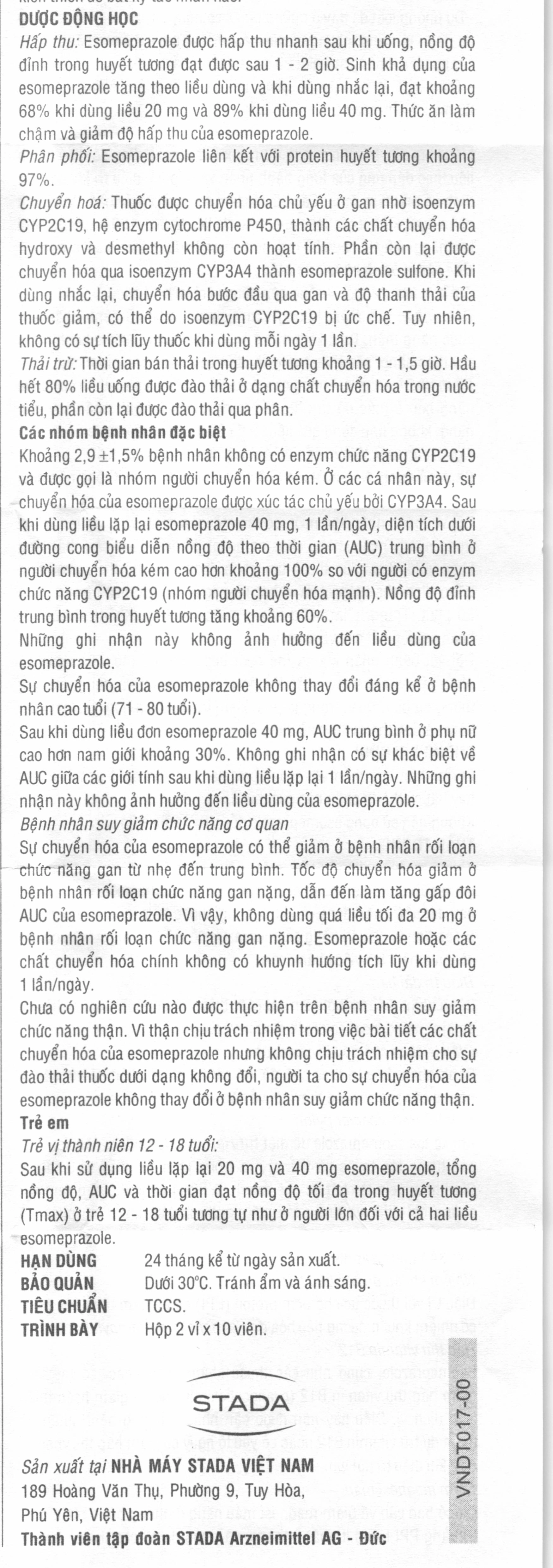 Esomeprazole Stada 40mg phòng và trị viêm loét dạ dày tá tràng (2 vỉ x 10 viên) - 12