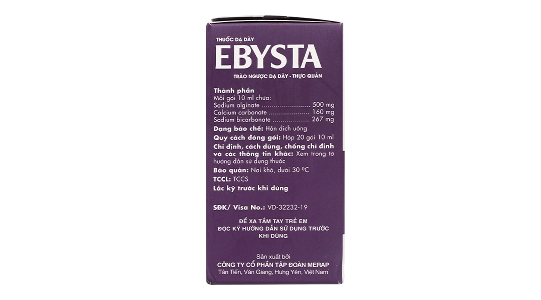Hỗn dịch uống Ebysta 20mg trị trào ngược dạ dày, thực quản (20 gói x 10ml) - 2