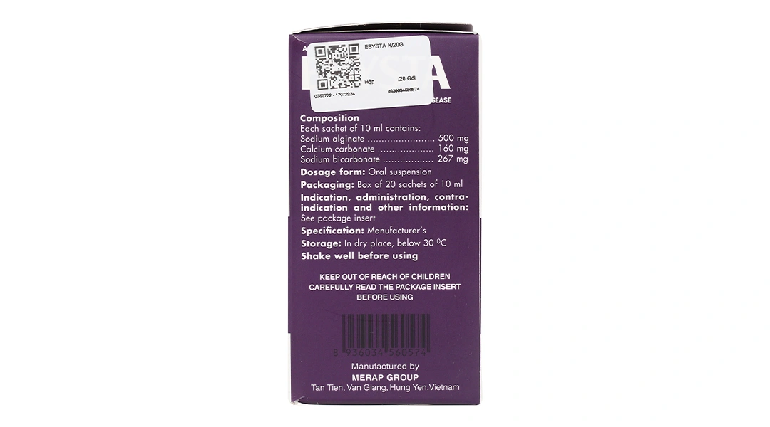 Hỗn dịch uống Ebysta 20mg trị trào ngược dạ dày, thực quản (20 gói x 10ml) - 3