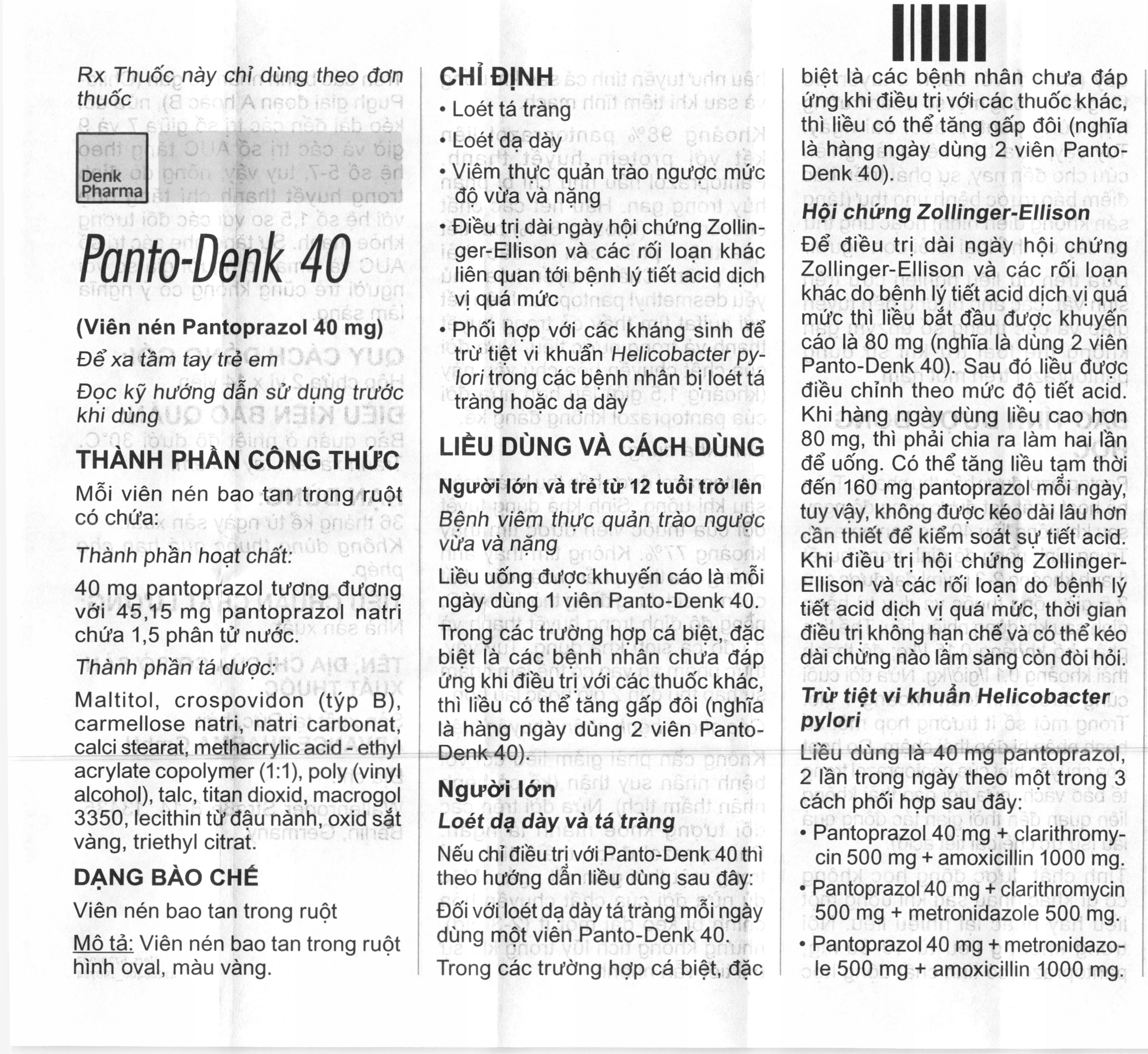Panto-Denk 40 trị trào ngược dạ dày, thực quản (2 vỉ x 14 viên) - 4
