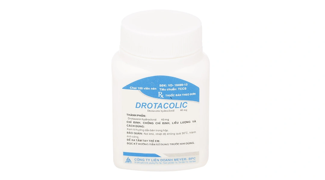 Drotacolic 40mg giảm đau do co thắt dạ dày, ruột lọ 100 viên - 